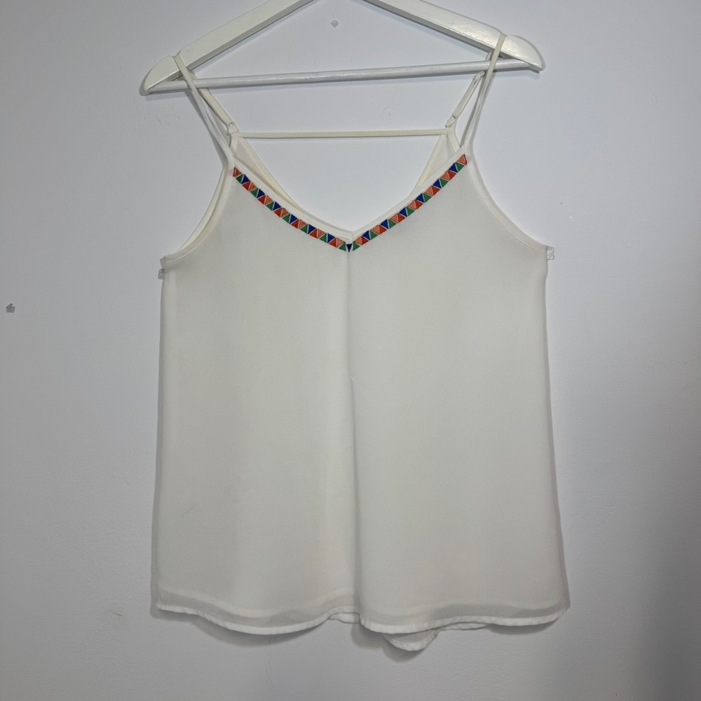Naked Zebra white sleeveless‎ camisole top with embroidered neckline size small